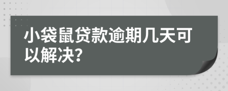 小袋鼠贷款逾期几天可以解决？