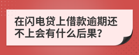 在闪电贷上借款逾期还不上会有什么后果？