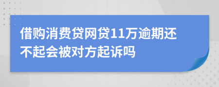 借购消费贷网贷11万逾期还不起会被对方起诉吗