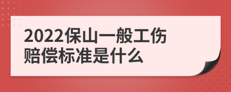 2022保山一般工伤赔偿标准是什么