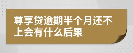 尊享贷逾期半个月还不上会有什么后果