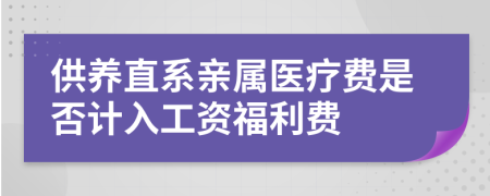 供养直系亲属医疗费是否计入工资福利费