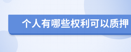 个人有哪些权利可以质押