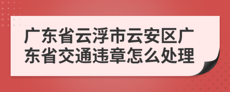 广东省云浮市云安区广东省交通违章怎么处理