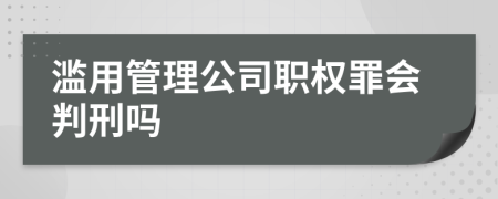 滥用管理公司职权罪会判刑吗