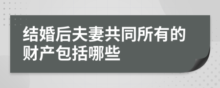 结婚后夫妻共同所有的财产包括哪些