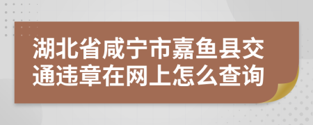 湖北省咸宁市嘉鱼县交通违章在网上怎么查询