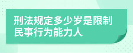 刑法规定多少岁是限制民事行为能力人