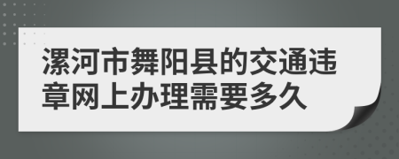 漯河市舞阳县的交通违章网上办理需要多久