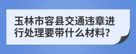 玉林市容县交通违章进行处理要带什么材料？