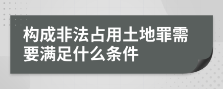 构成非法占用土地罪需要满足什么条件