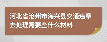 河北省沧州市海兴县交通违章去处理需要些什么材料