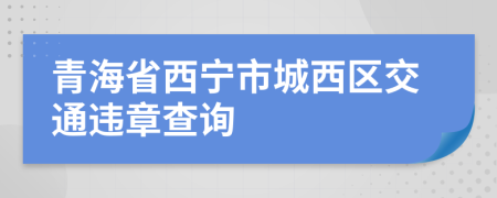 青海省西宁市城西区交通违章查询