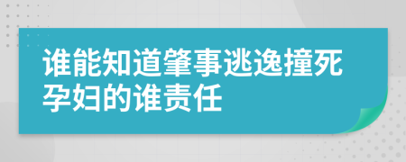 谁能知道肇事逃逸撞死孕妇的谁责任