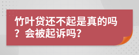 竹叶贷还不起是真的吗？会被起诉吗？