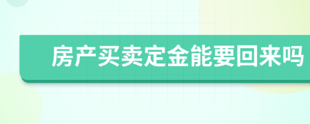 房产买卖定金能要回来吗