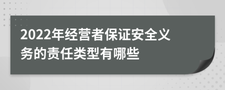 2022年经营者保证安全义务的责任类型有哪些