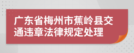 广东省梅州市蕉岭县交通违章法律规定处理