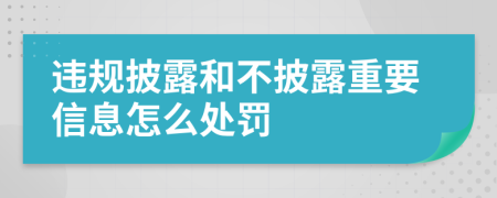 违规披露和不披露重要信息怎么处罚