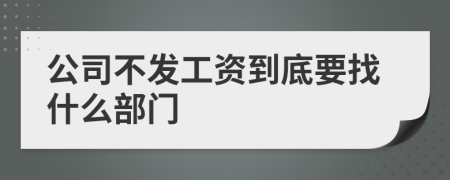 公司不发工资到底要找什么部门