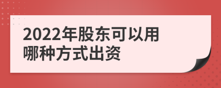 2022年股东可以用哪种方式出资