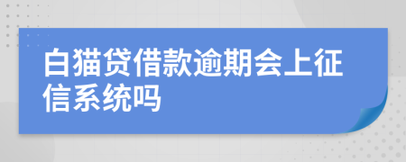 白猫贷借款逾期会上征信系统吗