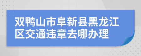 双鸭山市阜新县黑龙江区交通违章去哪办理
