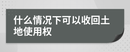 什么情况下可以收回土地使用权