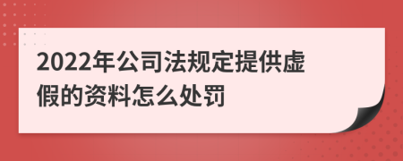 2022年公司法规定提供虚假的资料怎么处罚