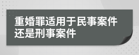 重婚罪适用于民事案件还是刑事案件