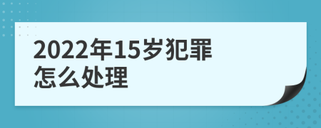 2022年15岁犯罪怎么处理