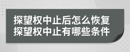 探望权中止后怎么恢复探望权中止有哪些条件