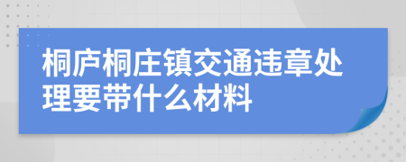 桐庐桐庄镇交通违章处理要带什么材料