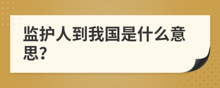 监护人到我国是什么意思？