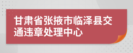 甘肃省张掖市临泽县交通违章处理中心