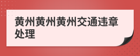 黄州黄州黄州交通违章处理