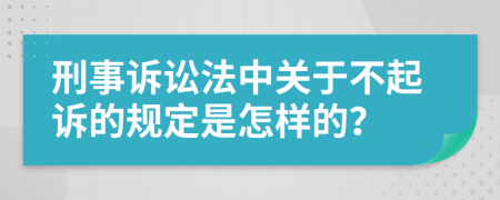 刑事诉讼法中关于不起诉的规定是怎样的？