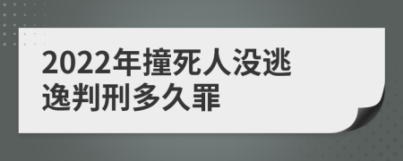 2022年撞死人没逃逸判刑多久罪