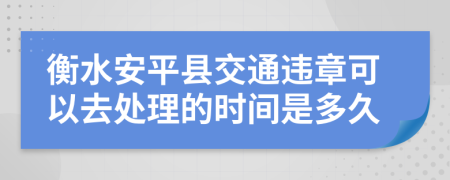衡水安平县交通违章可以去处理的时间是多久