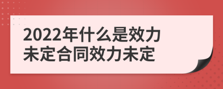2022年什么是效力未定合同效力未定