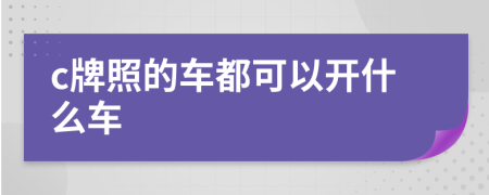 c牌照的车都可以开什么车