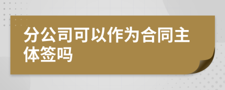 分公司可以作为合同主体签吗