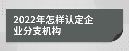 2022年怎样认定企业分支机构