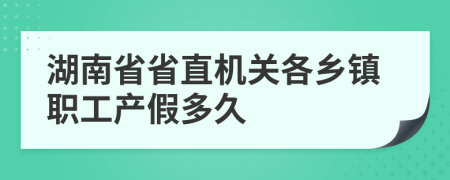 湖南省省直机关各乡镇职工产假多久