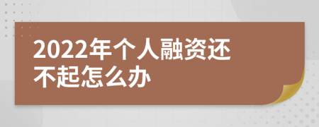 2022年个人融资还不起怎么办