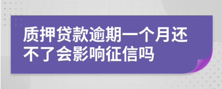 质押贷款逾期一个月还不了会影响征信吗