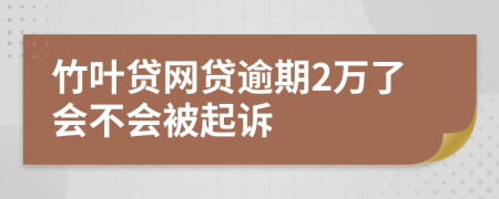 竹叶贷网贷逾期2万了会不会被起诉