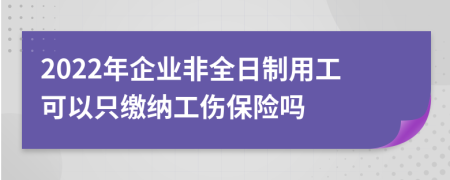 2022年企业非全日制用工可以只缴纳工伤保险吗