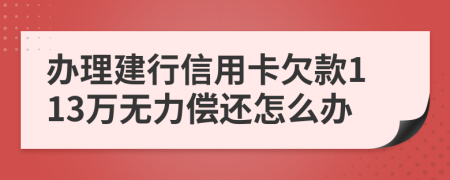 办理建行信用卡欠款113万无力偿还怎么办