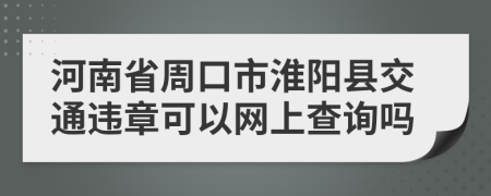 河南省周口市淮阳县交通违章可以网上查询吗